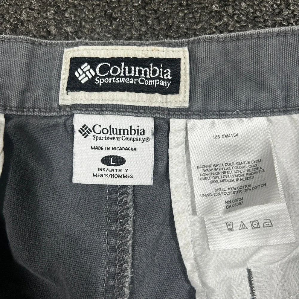 Columbia Cargo Shorts Mens Large Grey Excellent Cotton Canvas 7